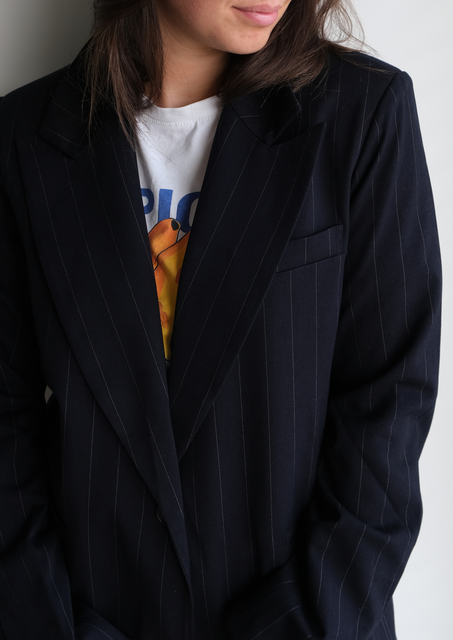 STRIPED BLAZER NAVY