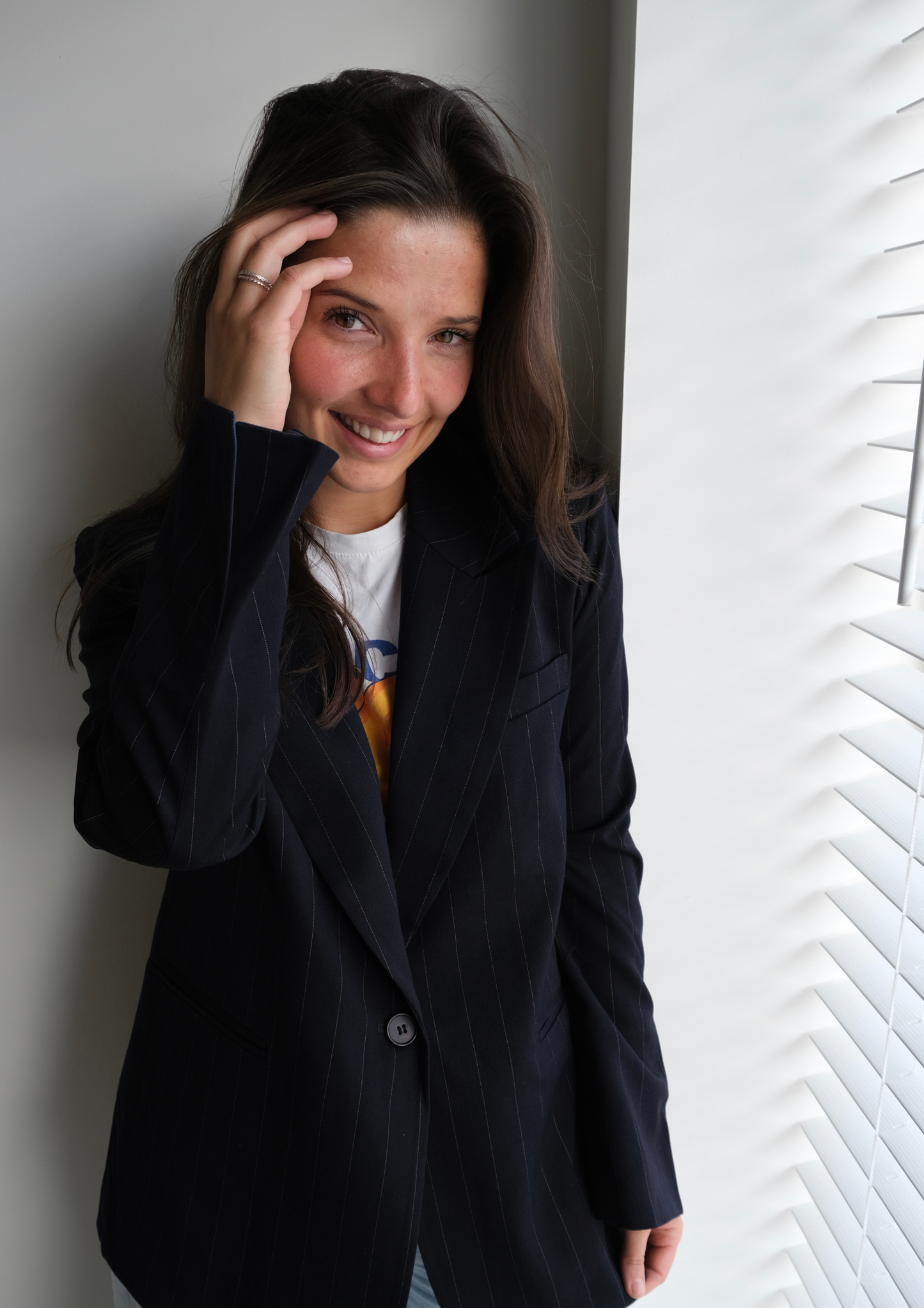 STRIPED BLAZER NAVY