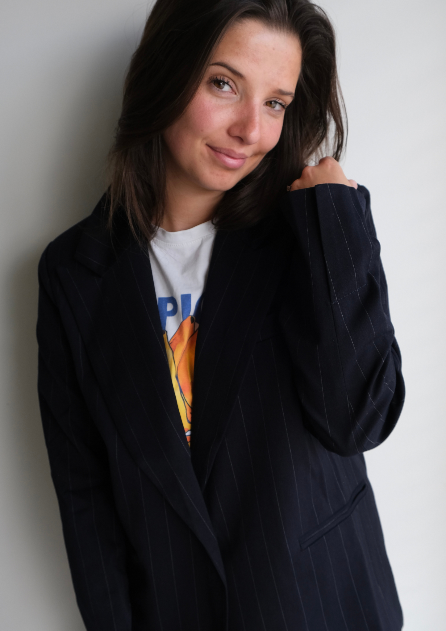 STRIPED BLAZER NAVY