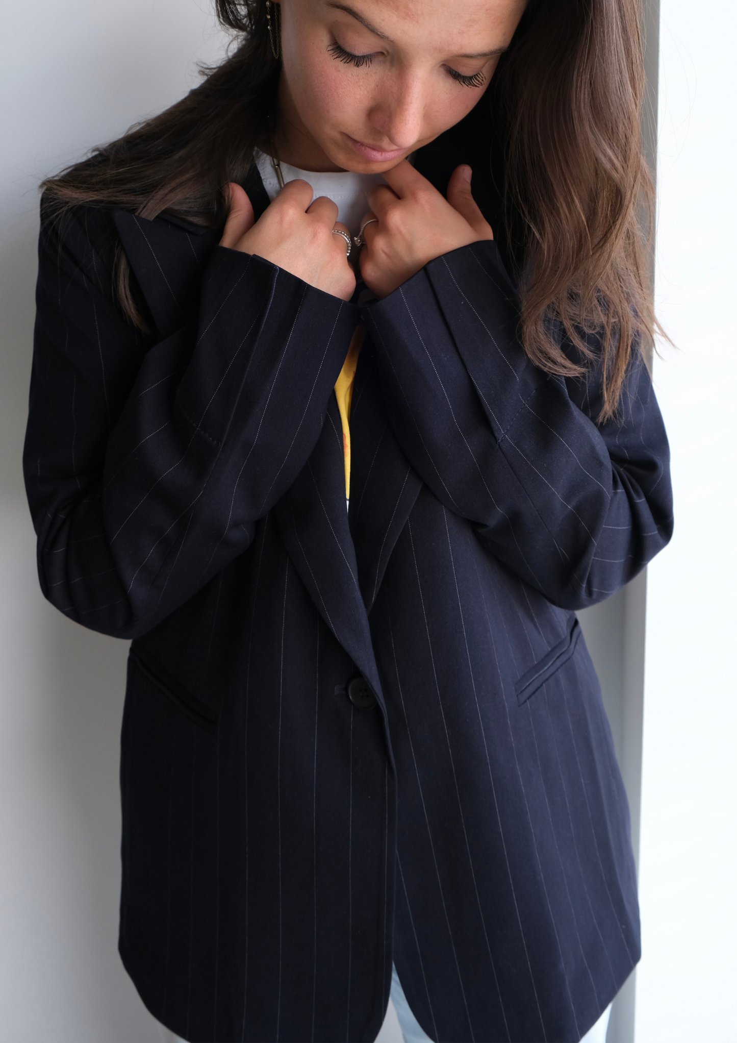 STRIPED BLAZER NAVY