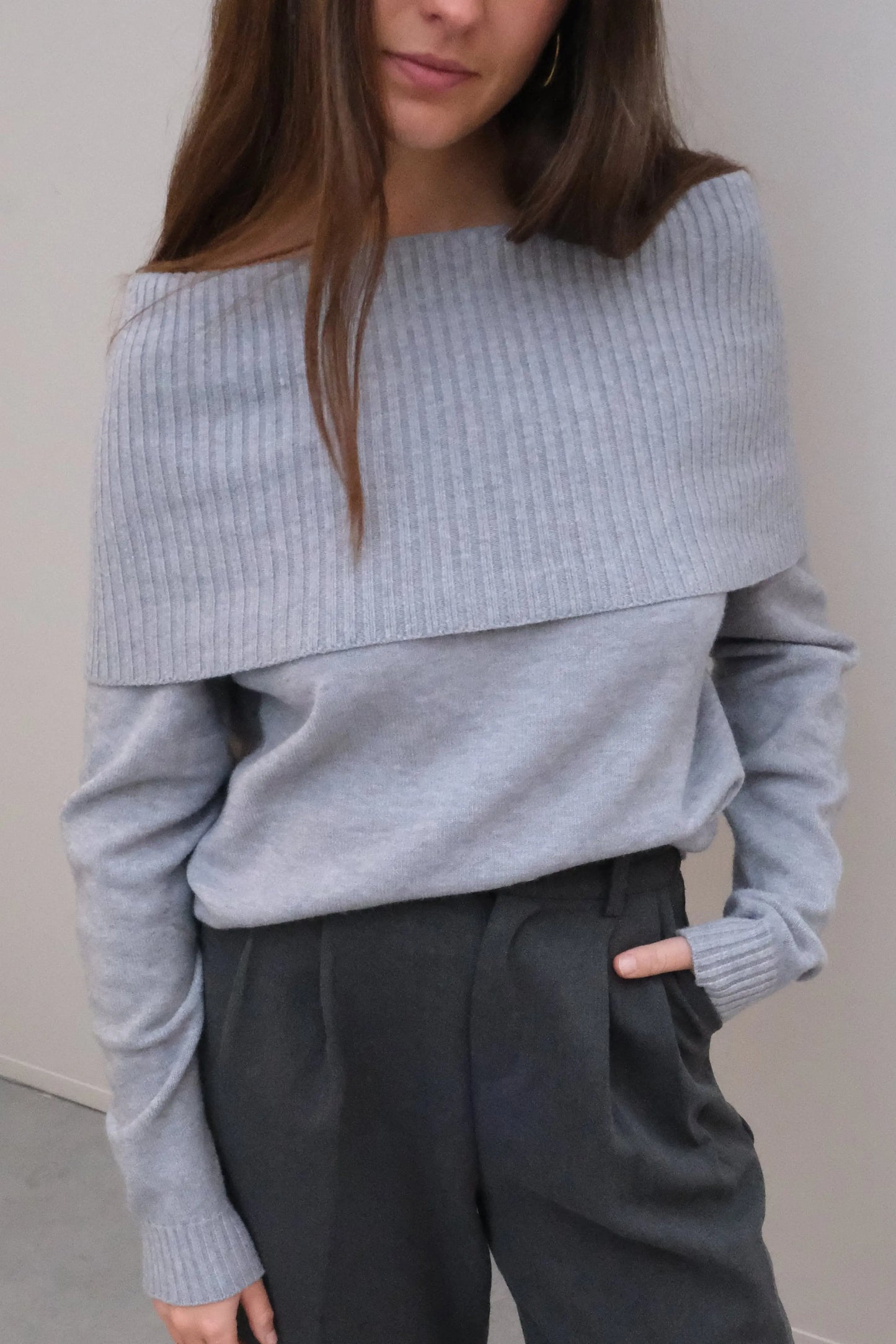 LOLA OFF SHOULDER JUMPER - GREY J'AIME