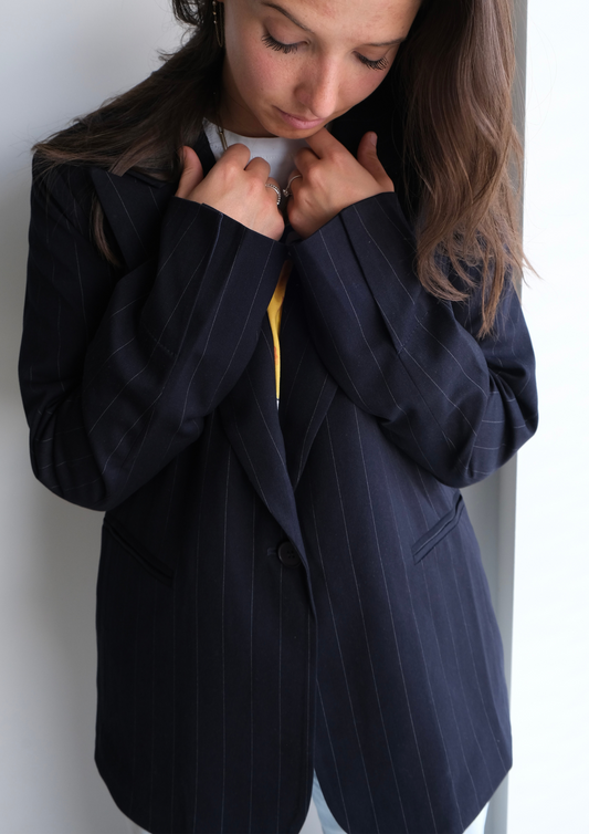 STRIPED BLAZER NAVY