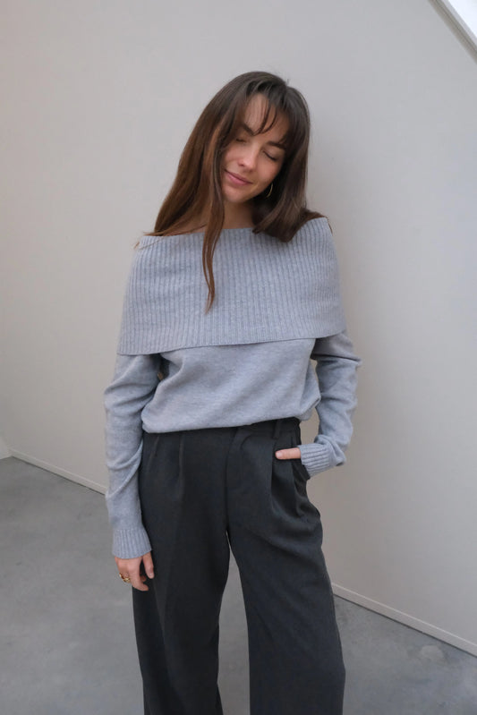 LOLA OFF SHOULDER JUMPER - GREY J'AIME